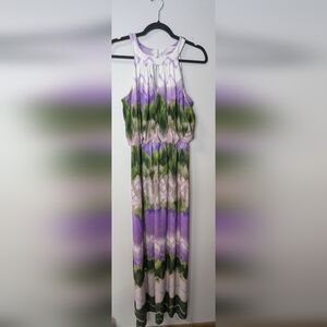 6 Dressbarn Multicolor Stretch Sleeveless Keyhole Maxi Dress